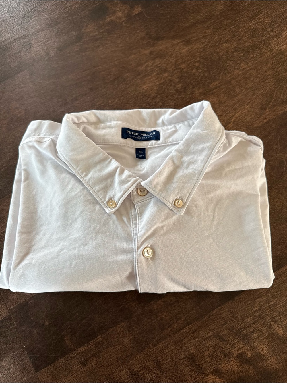 Peter Millar Men’s White Button-Down Polo Shirt Crown Crafted